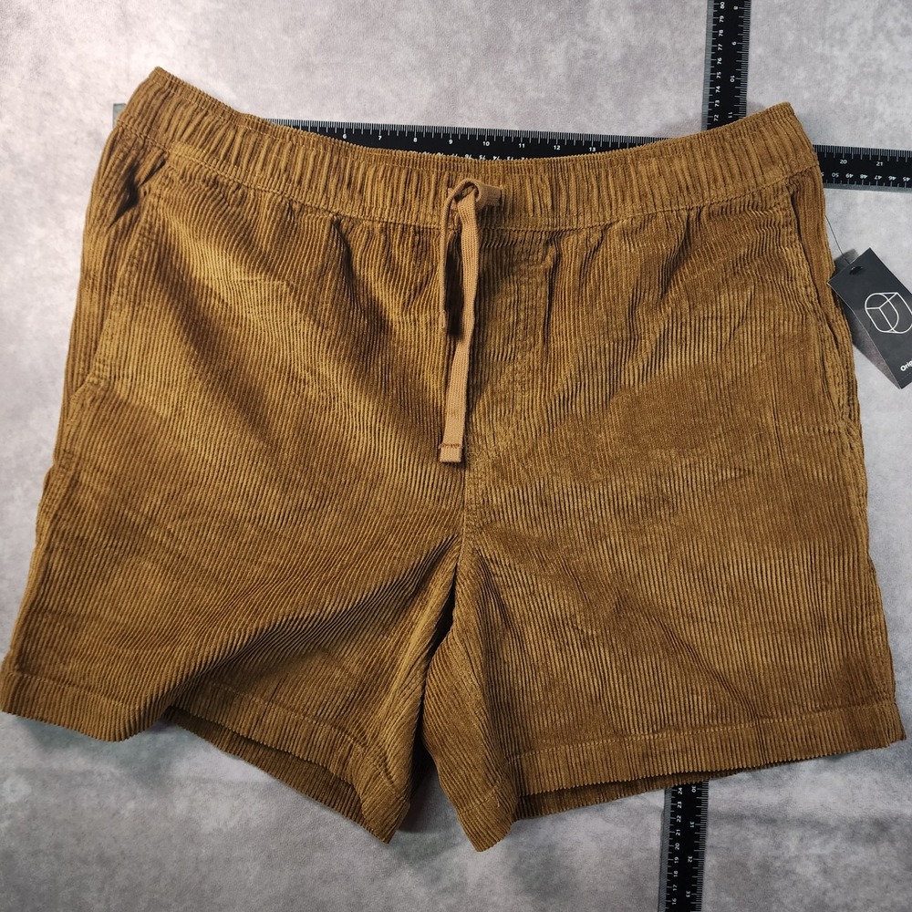 Brown Corduroy Shorts Mens L Drawstring Elastic Waist Grandpa Prep NWT